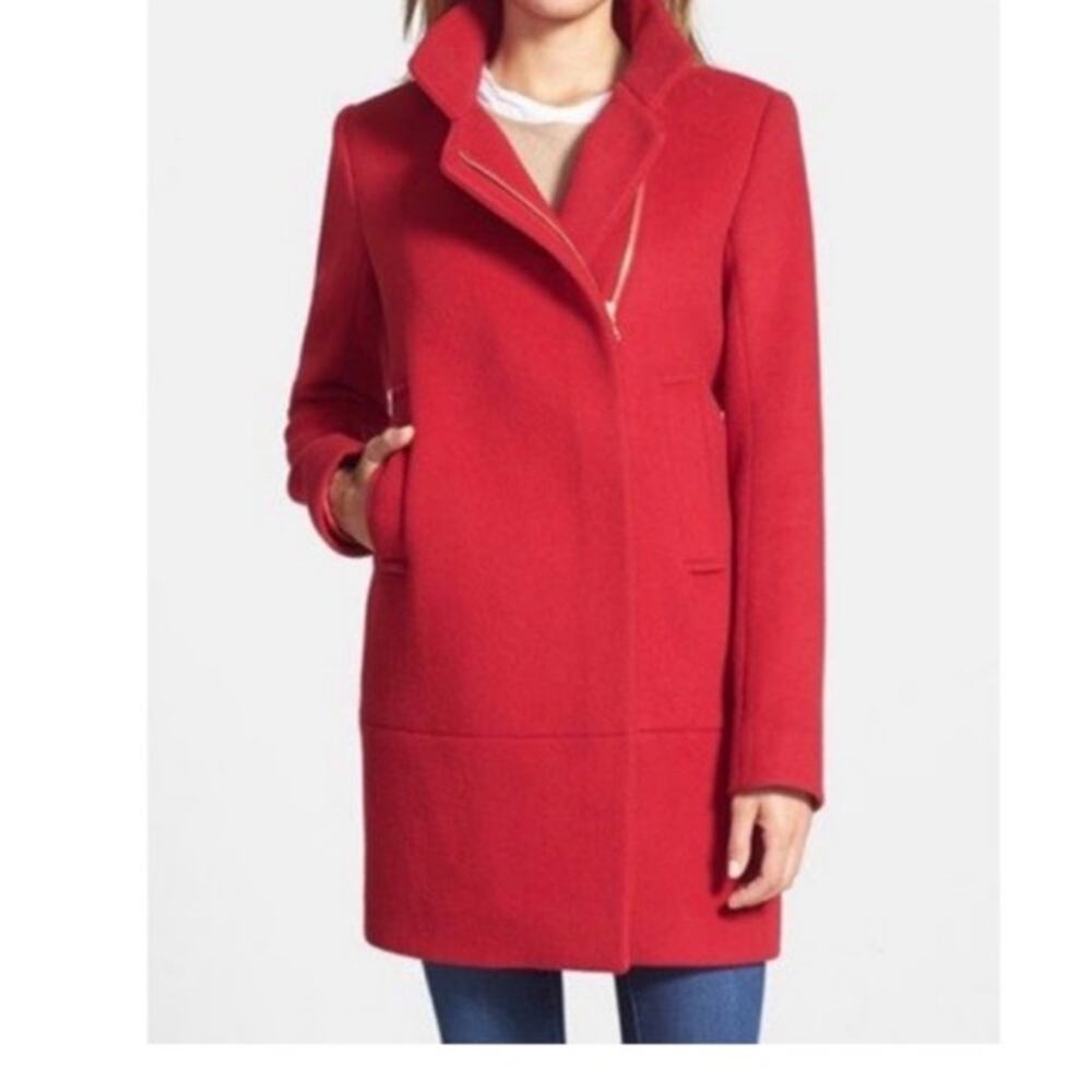 DVF Red Lauren Coat Gold‎ Zipper 4
